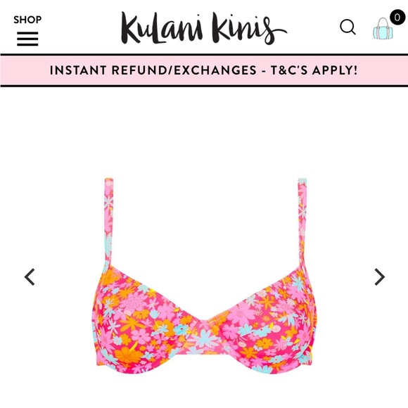 Kulani Kinis Other - Kulani Kinis Raspberry Rose Ditzy Underwire Bra Bikini Top - Size Small